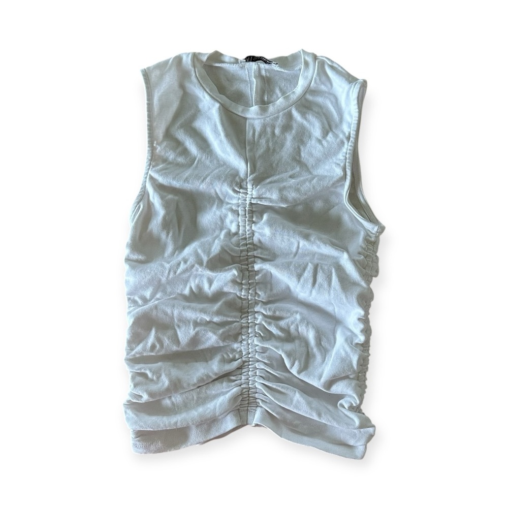 Zara White Ruched Tank Top